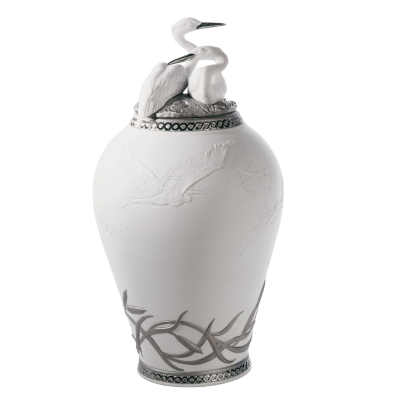 VASE WITH LID HERONS' REALM 